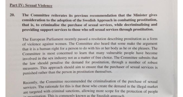 Ireland: Prostitution recognised as sexual violence by Oireachtas Justice Committee