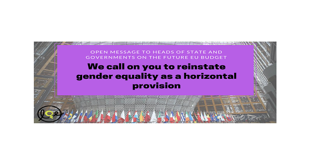 OPEN MESSAGE to Heads of State and governments on Gender Equality in the future MFF proposal