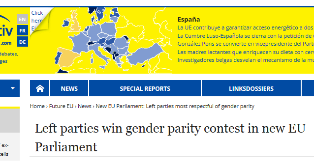Left parties win gender parity contest in new EU Parliament