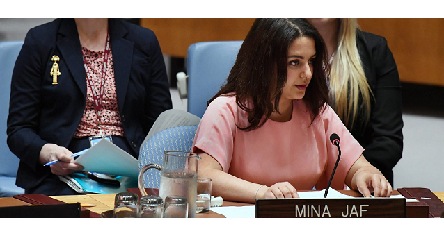 Mina Jaf speaks at UN Security Council debate on sexual violence in conflict